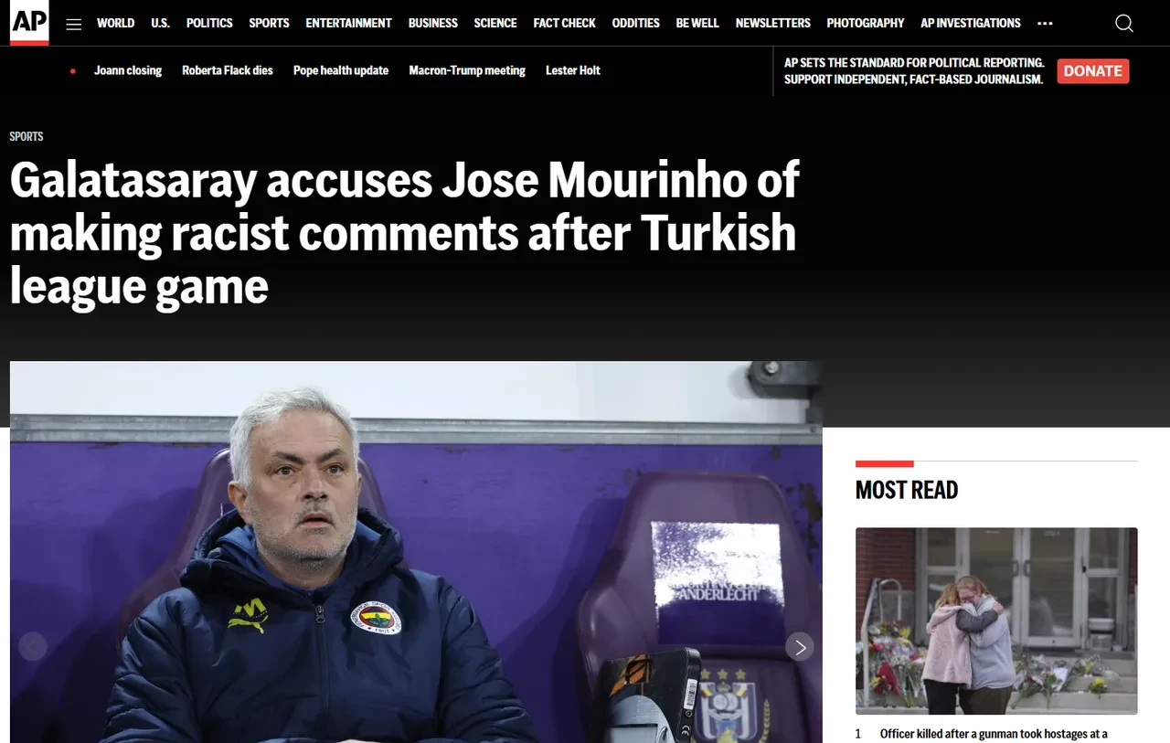 Mourinho'ya ırkçı suçlama dünya basınında! Büyük yankı buldu, manşetlere taşıdılar