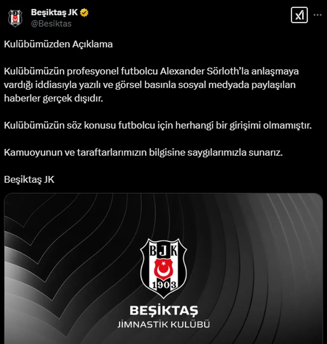 Beşiktaş'tan Alexander Sörloth için resmi açıklama!