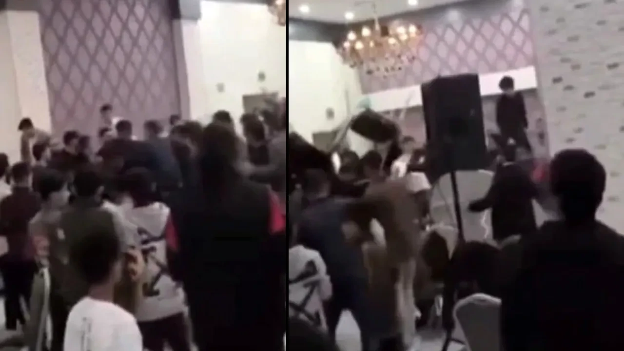 Düğünde sahne anlaşmazlığı! Sandalyeler havada uçtu