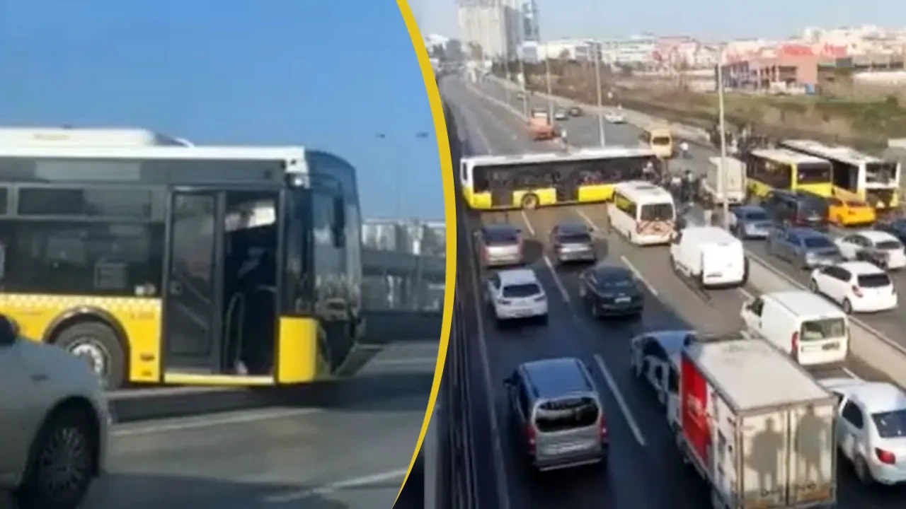 Haramidere'de İETT otobüsü kaza yaptı! E5 yolu kapandı