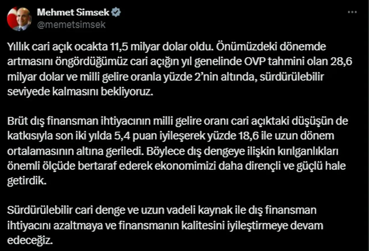 Cari denge art arda üç ay açık verdi