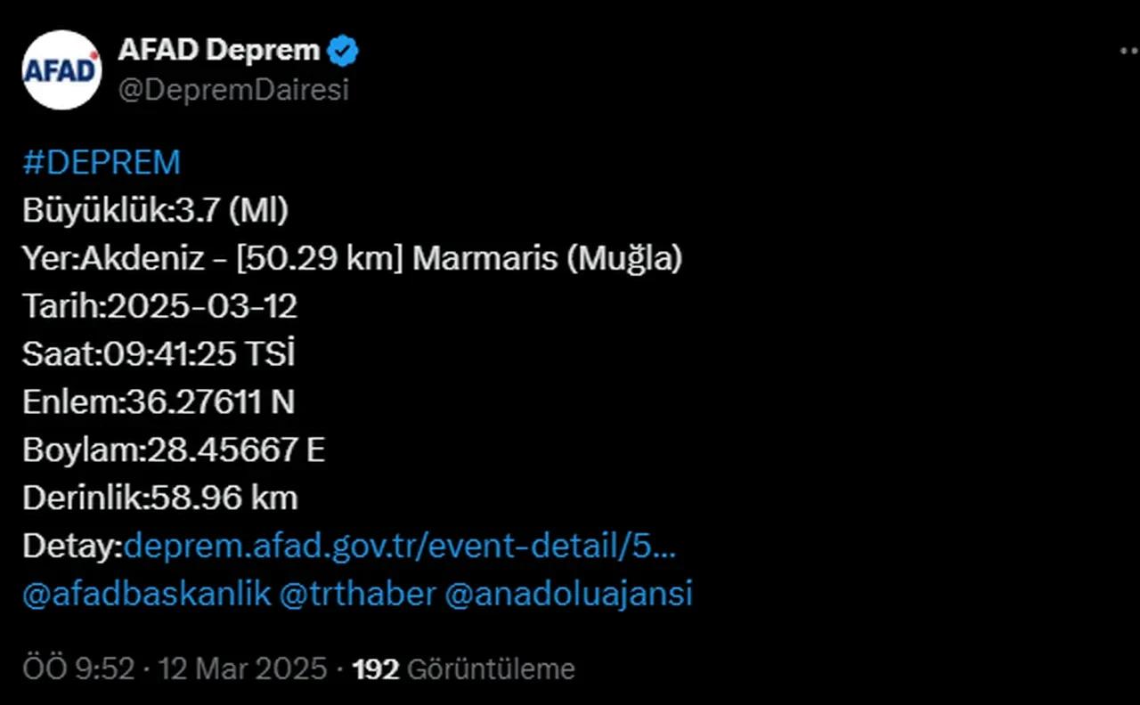 Son dakika | Marmaris deprem ile sallandı! AFAD verileri paylaştı