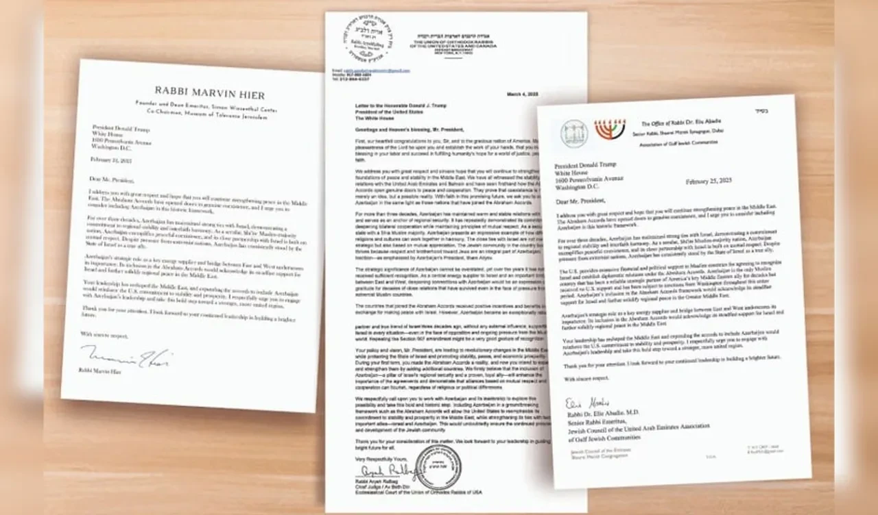 İsrailli hahamlardan Trump'a mektup! "Azerbaycan'ı İbrahim Anlaşmaları'na dahil edin"