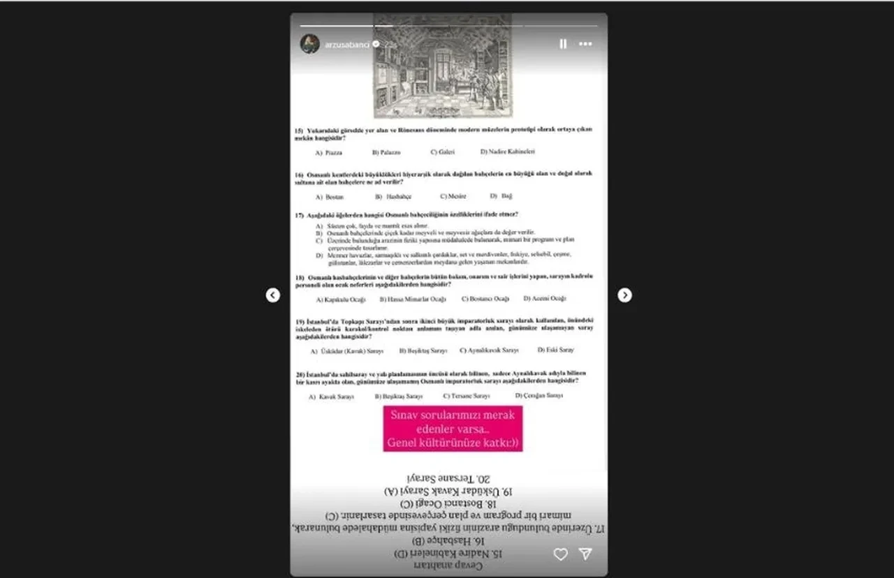 Arzu Sabancı mezun oldu! Sınav sorularını sosyal medyadan paylaştı