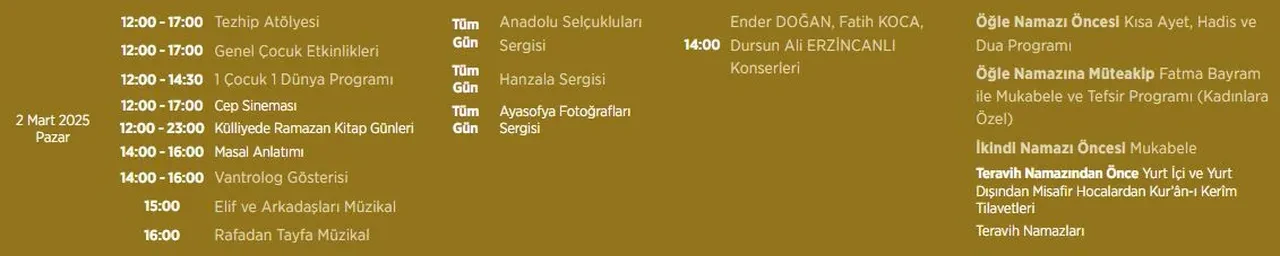 Cumhurbaşkanlığı Külliyesi'nde Ramazan programı 2 Mart etkinlik takvimi duyuruldu