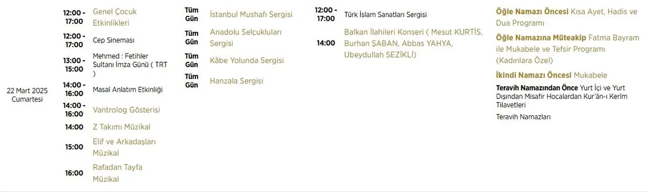 Külliye'de Ramazan Etkinlikleri devam ediyor! 22-23 Mart Külliye'de Ramazan etkinlik takvimi belli oldu