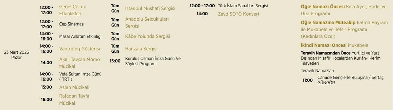 Külliye'de Ramazan Etkinlikleri devam ediyor! 22-23 Mart Külliye'de Ramazan etkinlik takvimi belli oldu