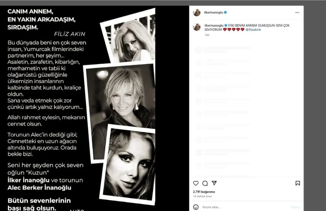 Filiz Akın'ın ölümü sonrası ünlü isimlerden başsağlığı mesajları
