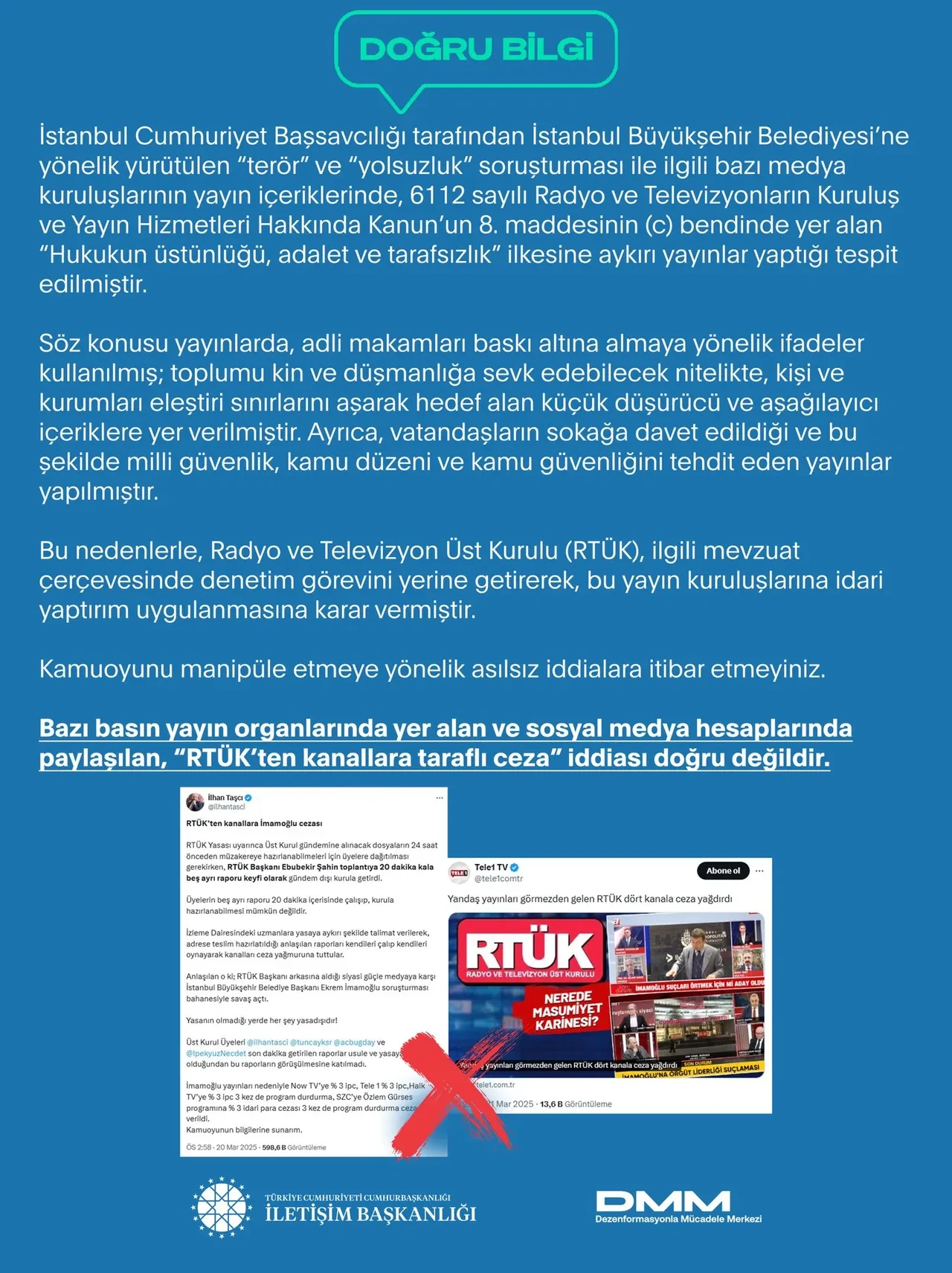 RTÜK’ün televizyon kanallarına taraflı ceza verdiği iddiasına açıklama