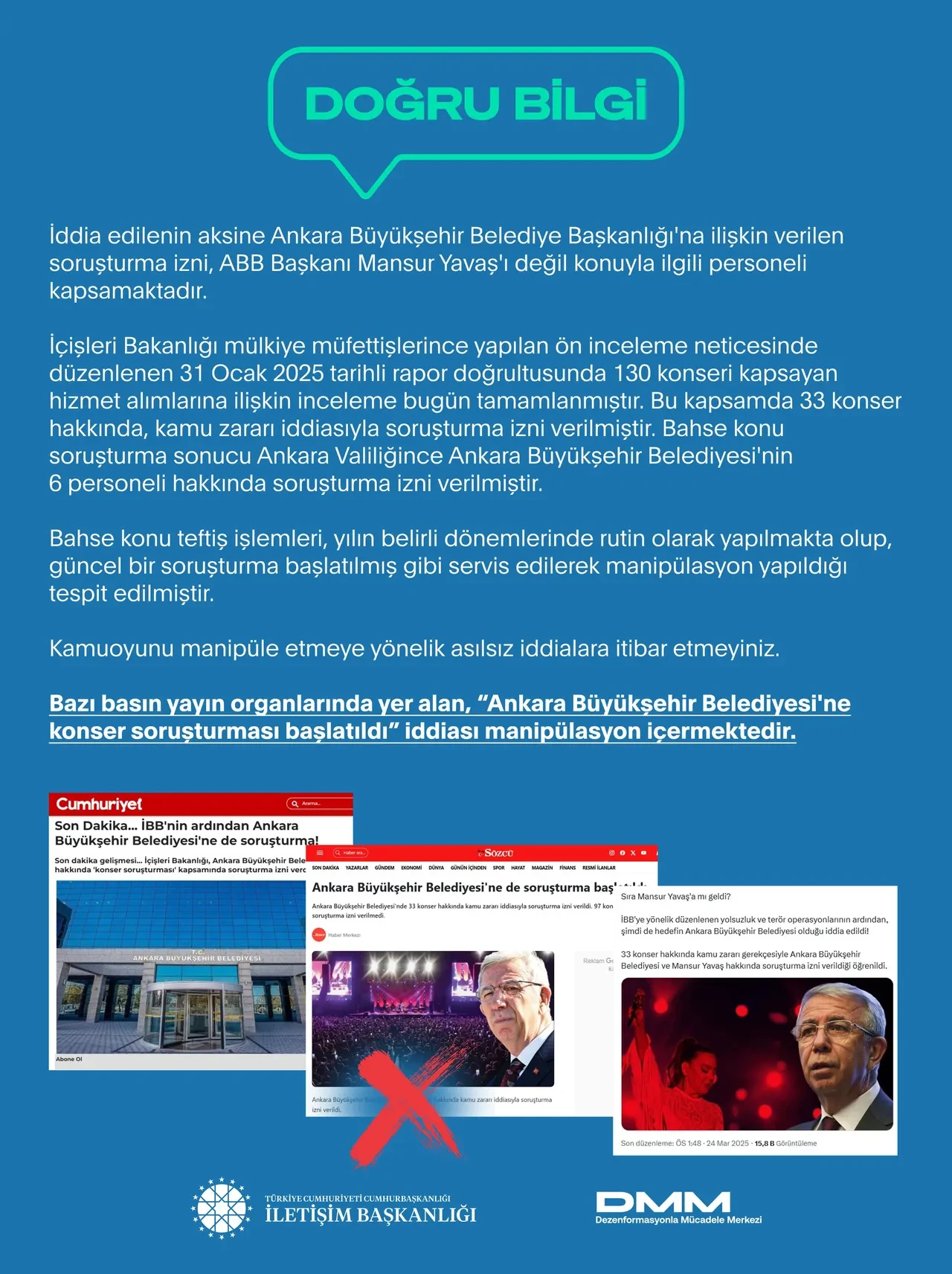 Ankara Büyükşehir Belediyesine soruşturma açıldı mı? İletişim Başkanlığından açıklama geldi