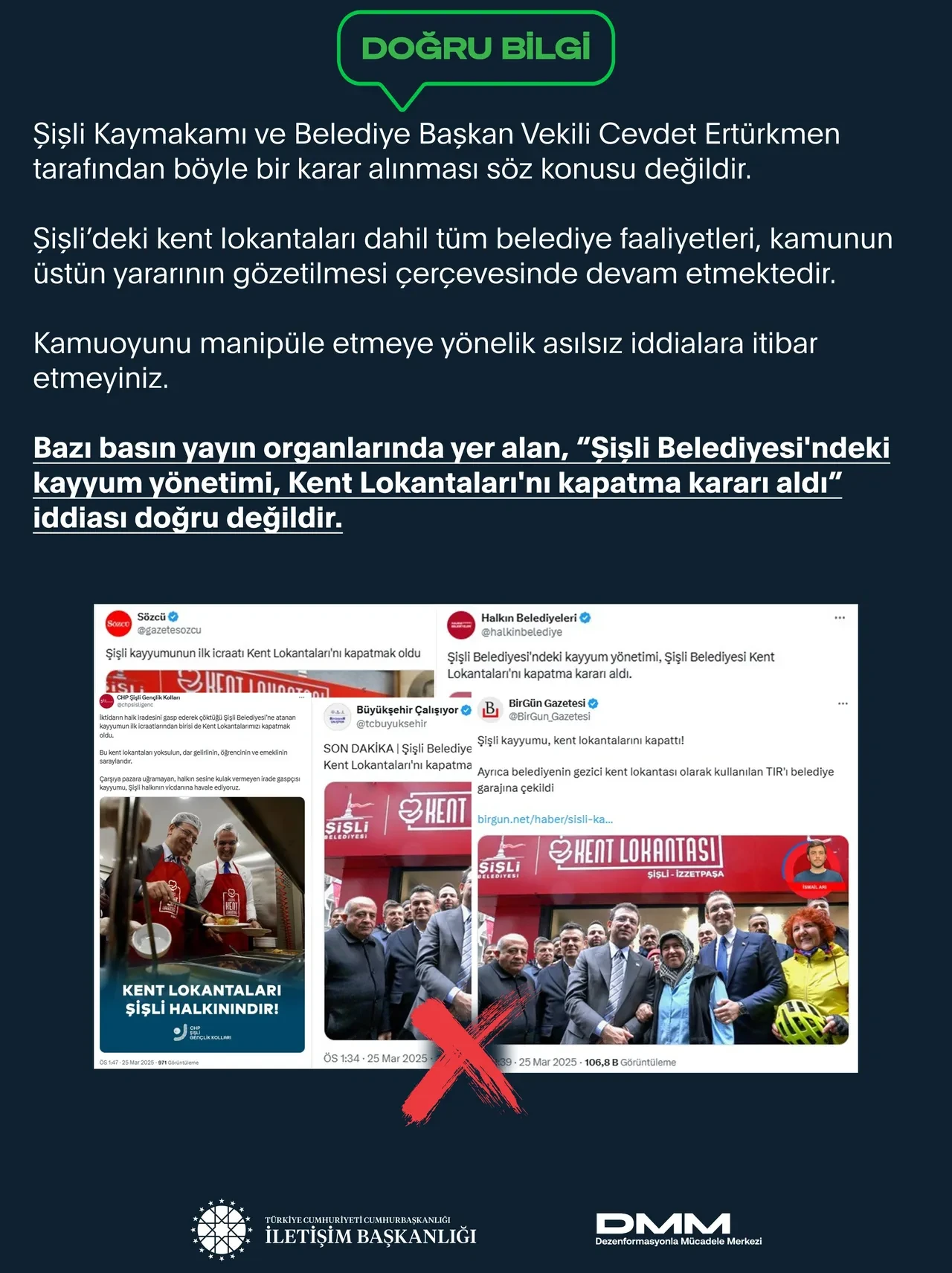 DMM'den "Şişli'de Kent Lokantaları kapatıldı" iddiasına açıklama