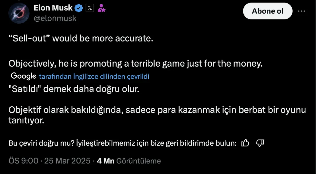 Elon Musk Assassin's Creed Shadows'a "berbat" dedi, Ubisoft sert tepki gösterdi