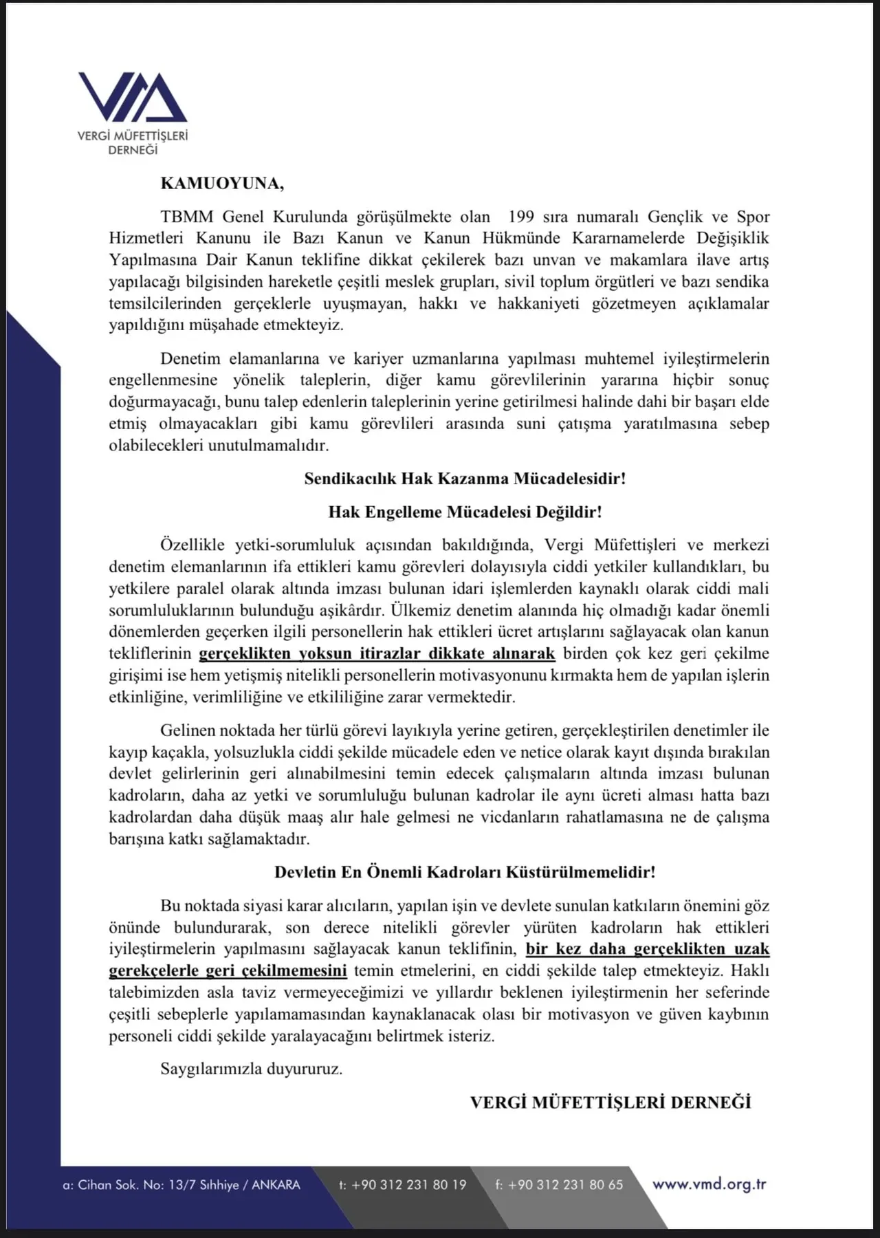 Vergi müfettişlerinden TBMM'ye çağrı! "Haklı talebimizden asla vazgeçmeyeceğiz"