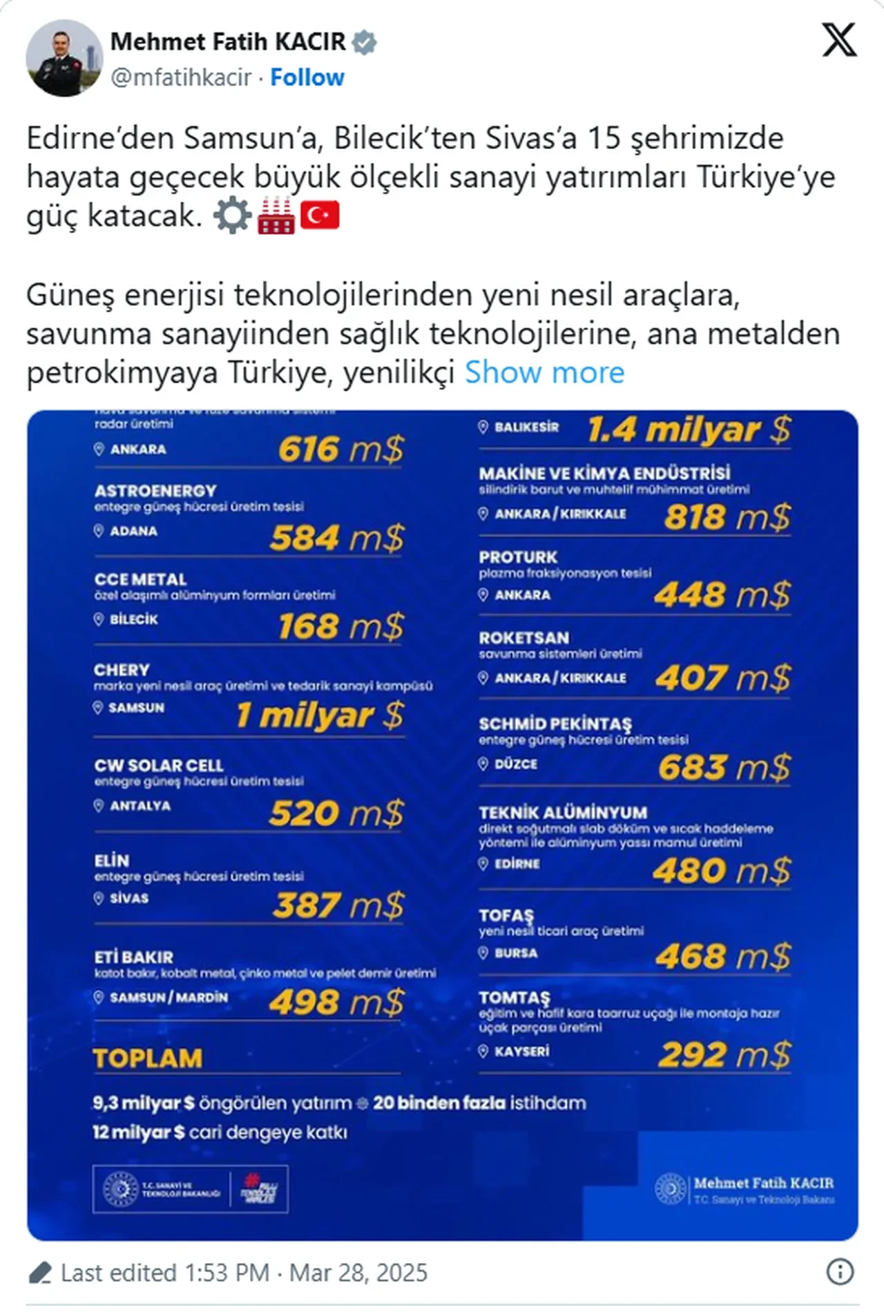 Şirketler belli oldu! 9,3 milyar dolarlık yatırım ve 20 bin yeni istihdam! 15 şehirde hayata geçecek
