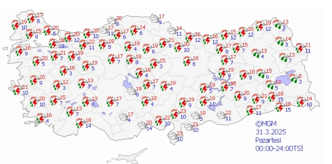 Bayram havası yağmurla geliyor: Sağanak ve çöl tozu fırtınası kapıda! İşte 29 Mart hava durumu