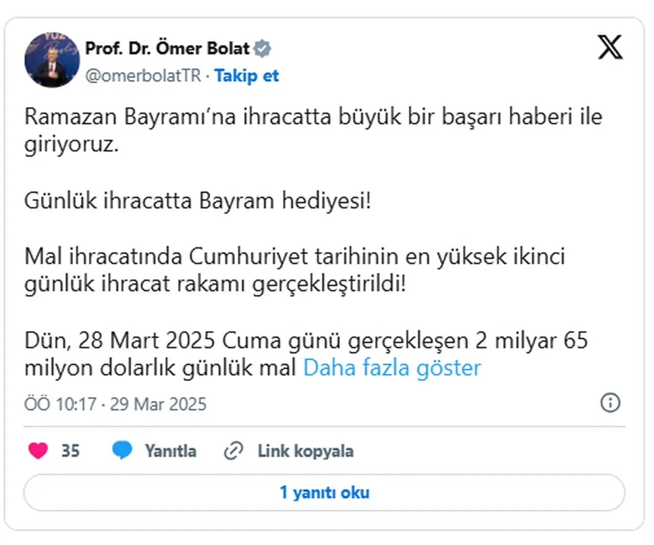 Cumhuriyet tarihinin en yüksek ikinci günlük rakamı gerçekleşti! Bakan Bolat duyurdu