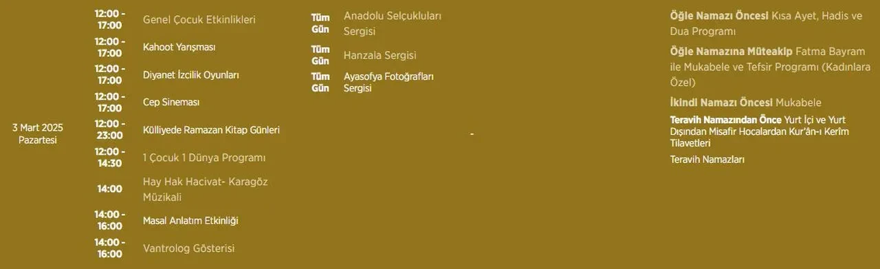 Külliye'de Ramazan programı 3 Mart etkinlik takvimi! 3 sergi bütün gün açık olacak