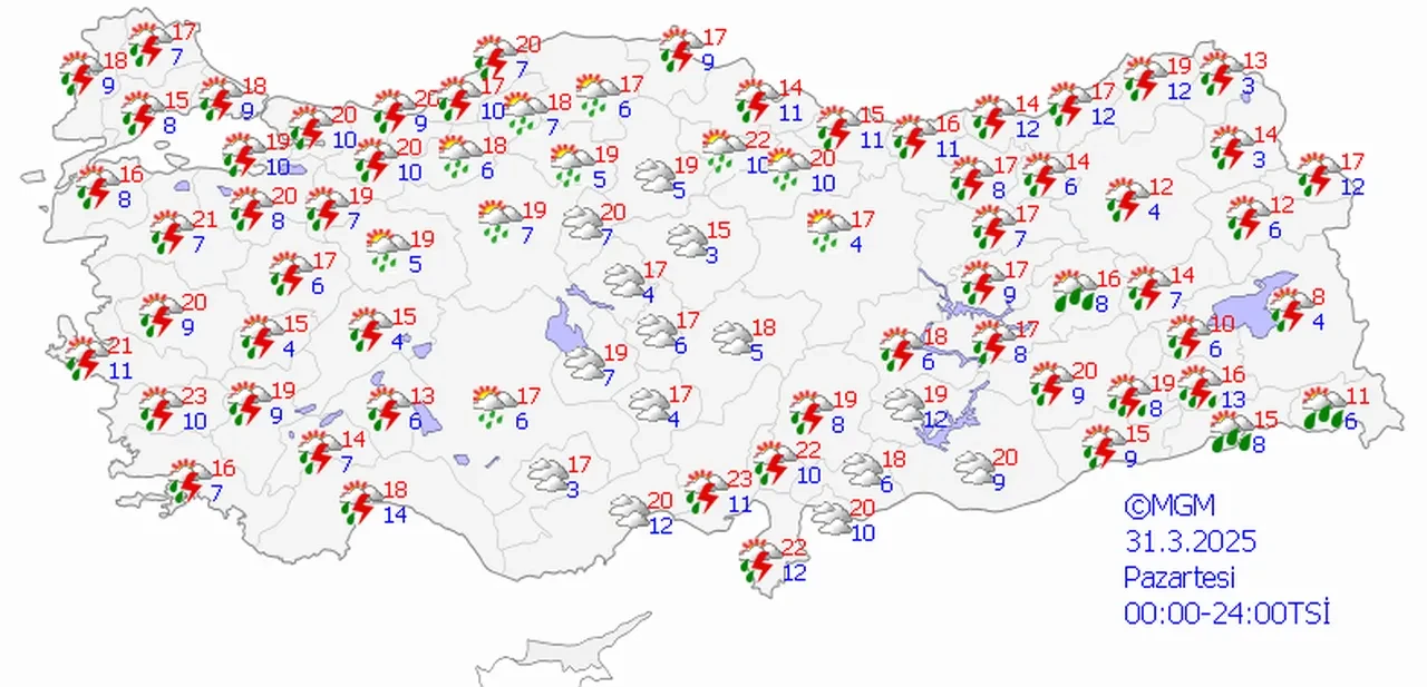 Bayramın ikinci gününde (bugün) hava nasıl olacak? Meteoroloji uyardı! 31 il için sağanak uyarısı