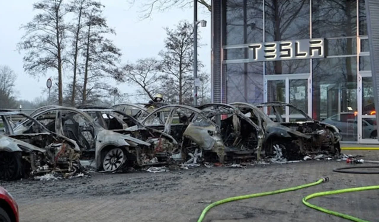 Sabaha karşı birden alev aldı! Çok sayıda Tesla küle döndü