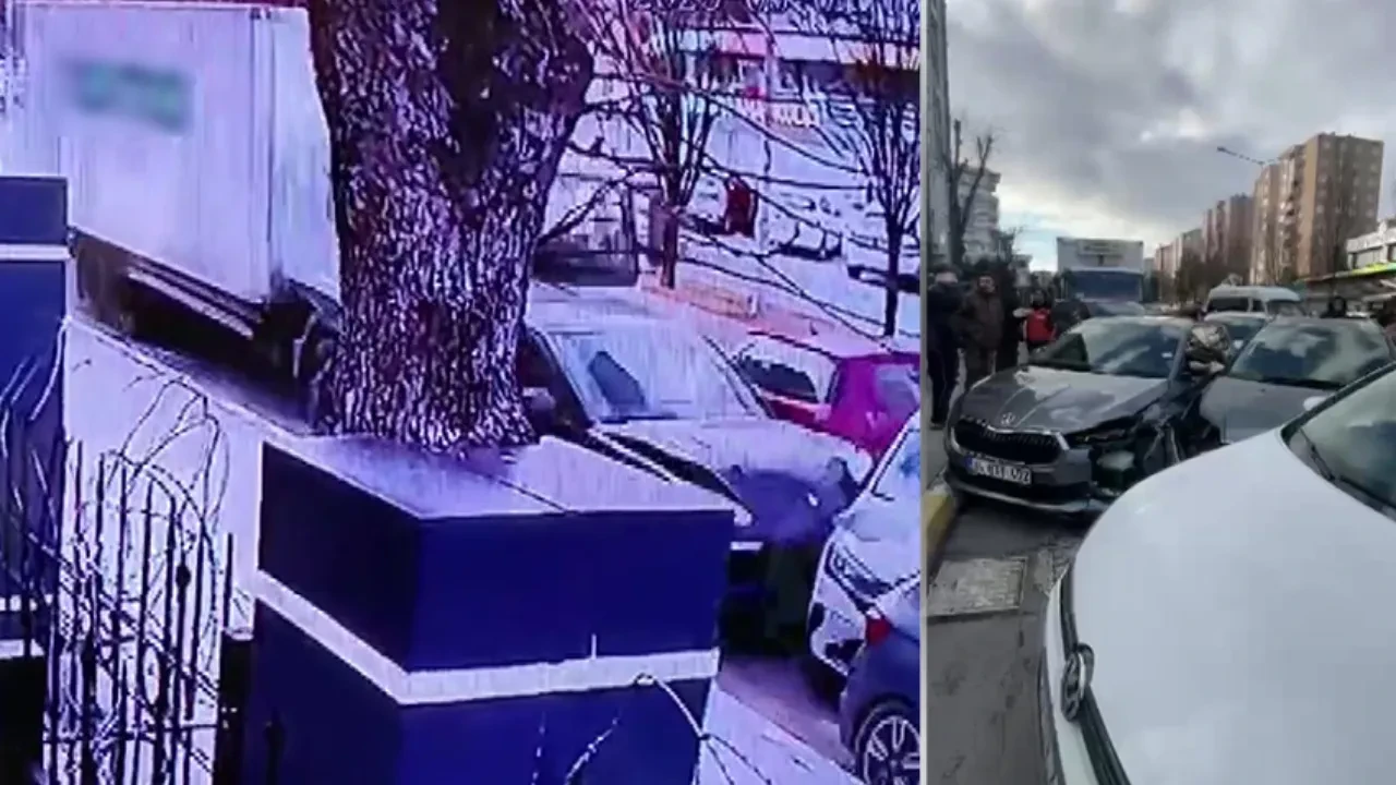 Pendik'te kamyon dehşeti! Park halindeki araçları biçti