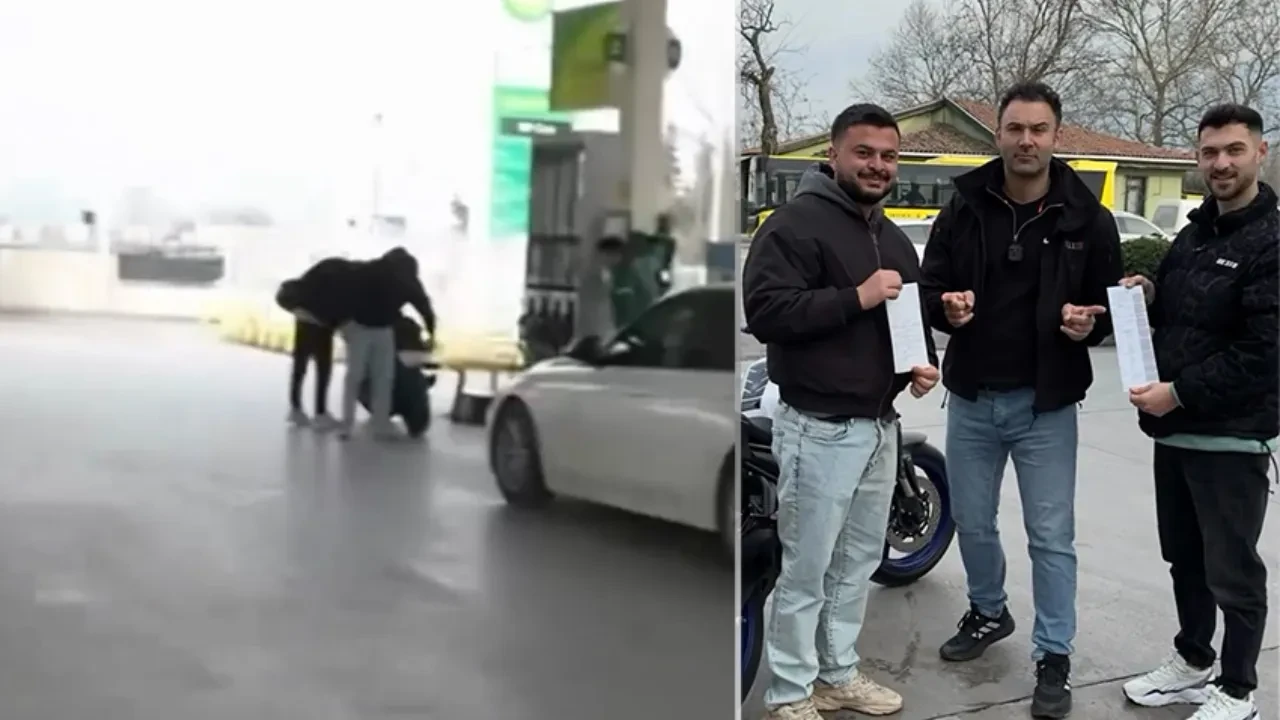 Plakayı kapatıp geziyorlardı! Akaryakıt istasyonunda polise yakalanınca hatıra fotoğrafı çektirdiler