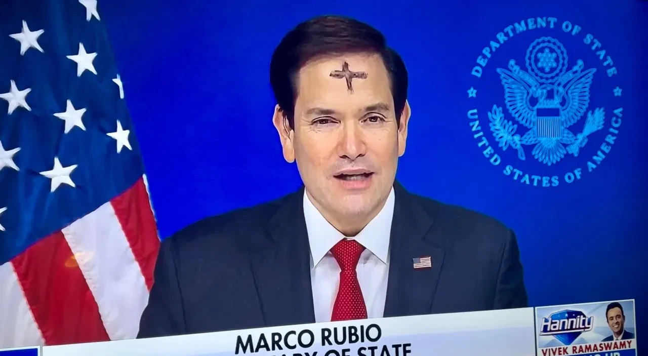 ABD Dışişleri Bakanı Rubio canlı yayına alnında haçla çıktı! Sebebi belli oldu