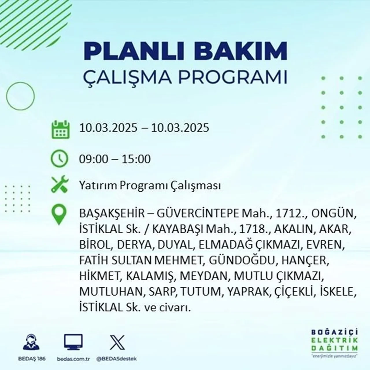İstanbul'da 22 ilçede elektrik kesintisi yaşanacak! BEDAŞ duyurdu: İşte elektriğin kesileceği ve geleceği saatler