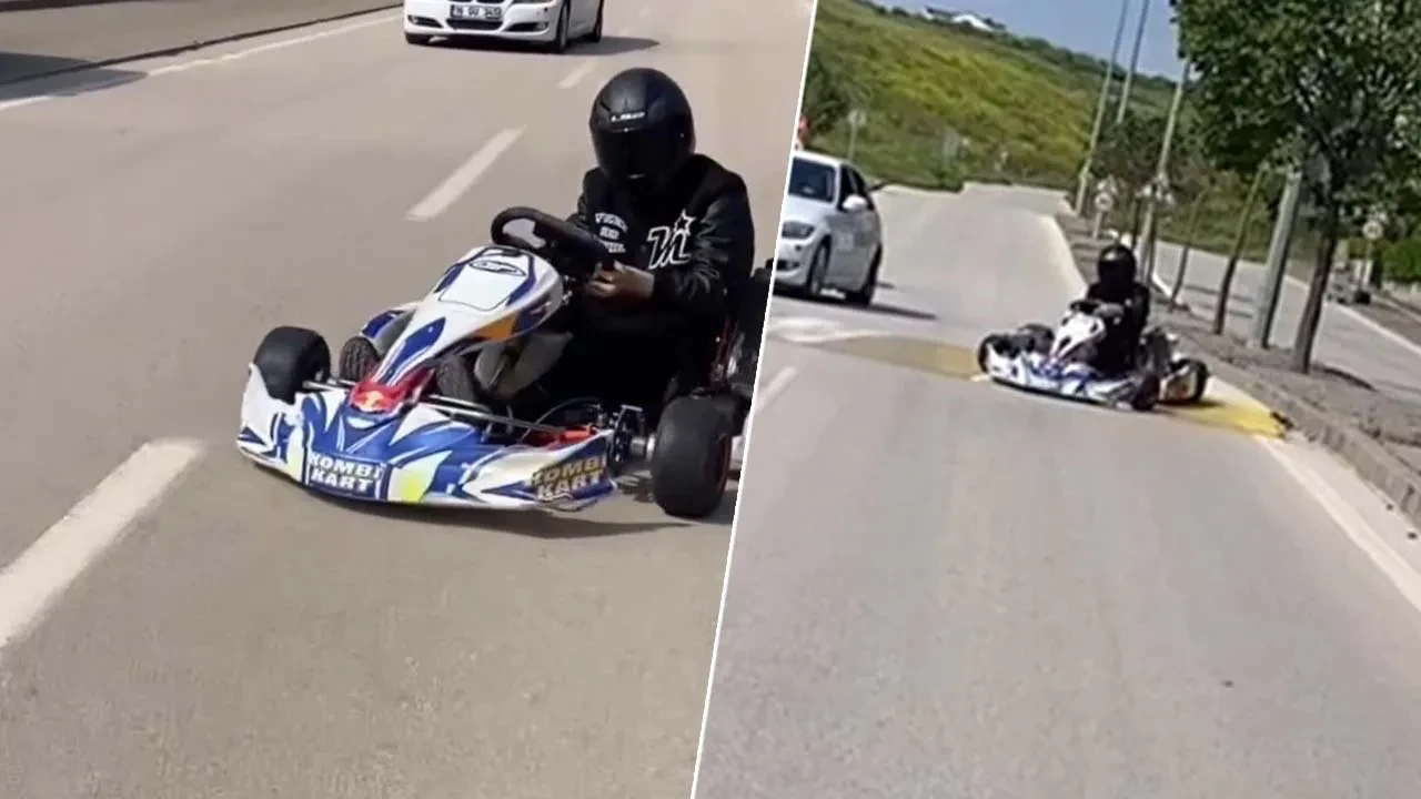 Trafikte go kart çılgınlığı! Drift görüntüleri sosyal medyada gündem oldu