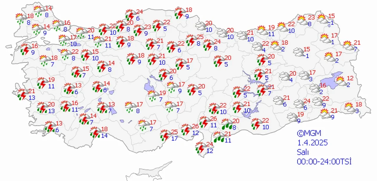 Nisan yağmurları şiddetleniyor! Meteoroloji 8 il için sarı kod uyarısı yaptı! 1 Nisan hava durumu