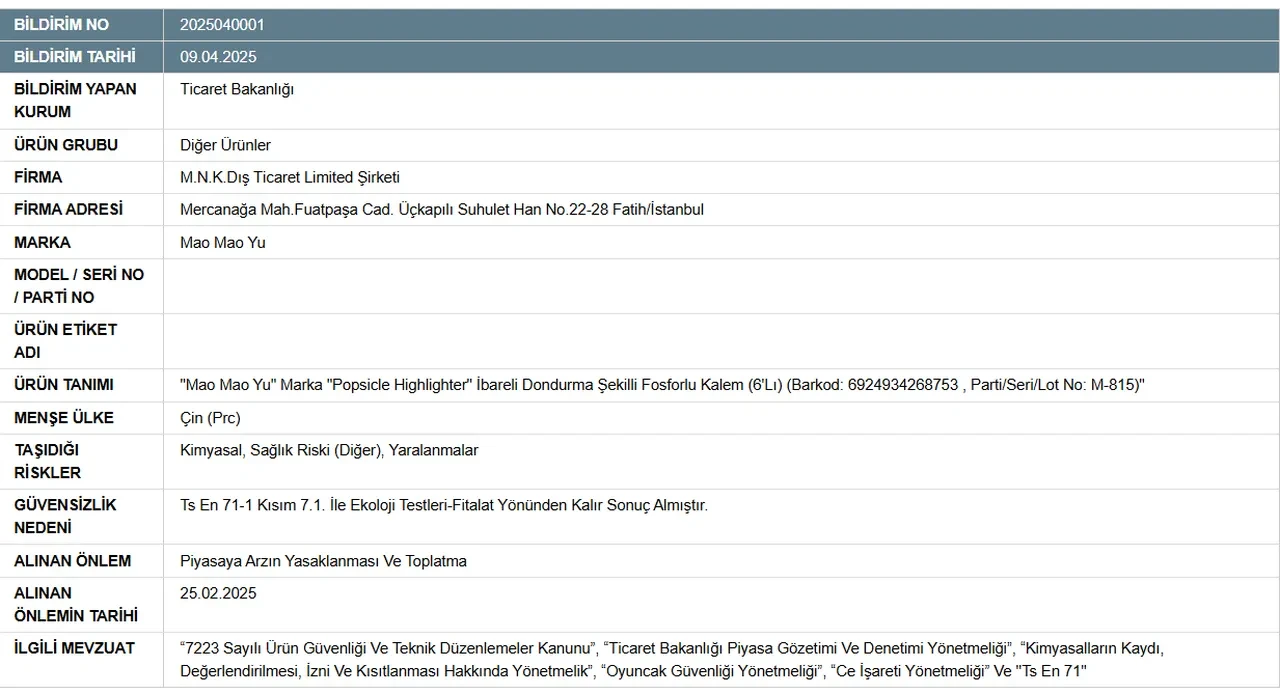 Bakanlık ifşa etti! O ürün tüm kırtasiyelerden toplatılıyor