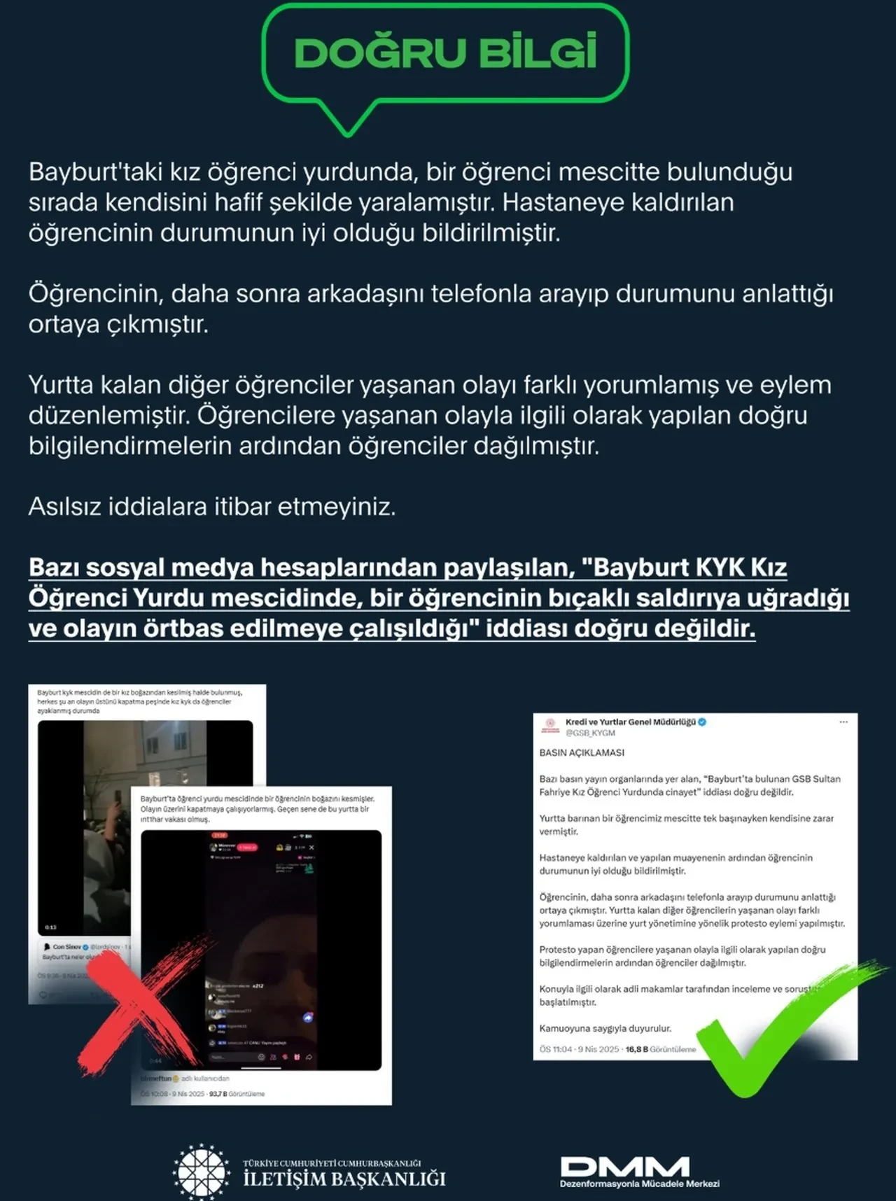 Bayburt KYK Kız Yurdu'nda ne oldu? DMM yalanladı