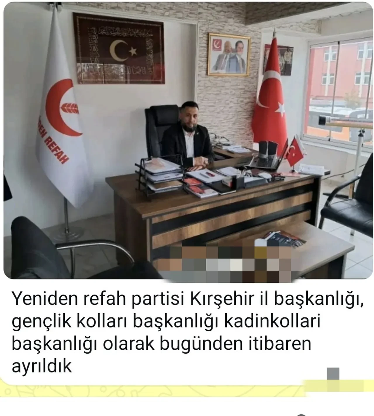 Yeniden Refah Partisi Kırşehir İl Teşkilatı'nda istifa depremi!
