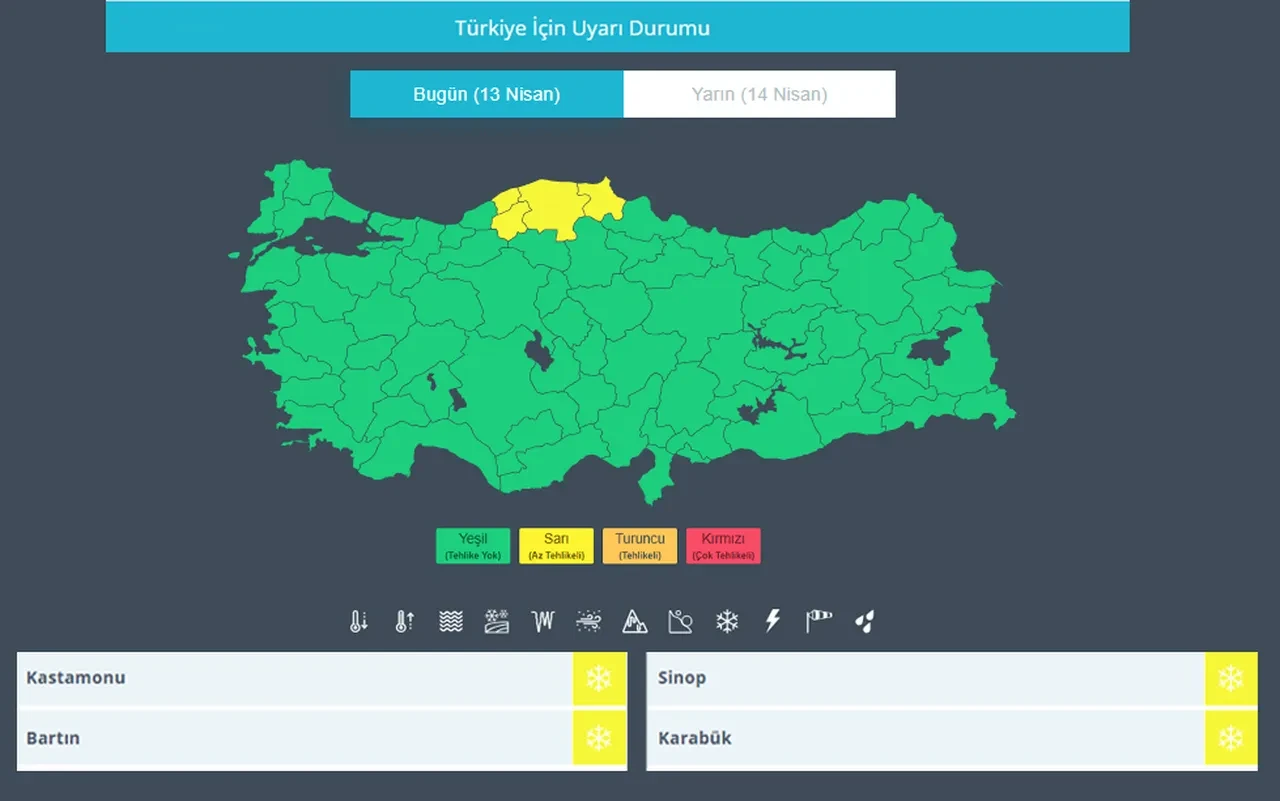 Bir yanda bahar, bir yanda kar! Meteoroloji 4 il için sarı kodla uyardı ! 13 Nisan hava durumu