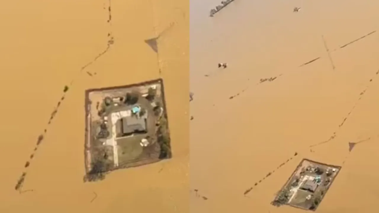 Sel felaketinde onlarca ev suya gömüldü biri hariç! Güvenli bir ada gibi