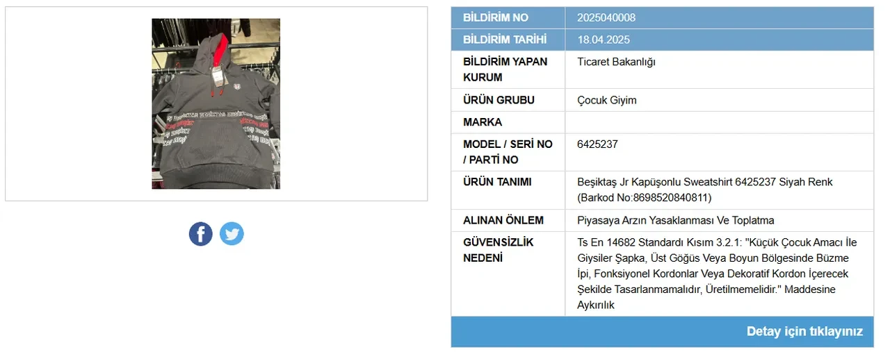 Ebeveynler dikkat! Bir çocuk sweatshirtünün satışı yasaklandı: Bakanlık toplatma kararı aldı