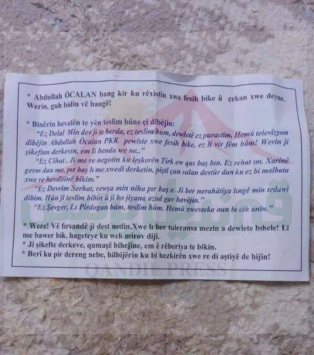 Mehmetçik'ten terör örgütüne 'mağaralardan çıkın' çağrısı! Havadan bildiri dağıtıldı