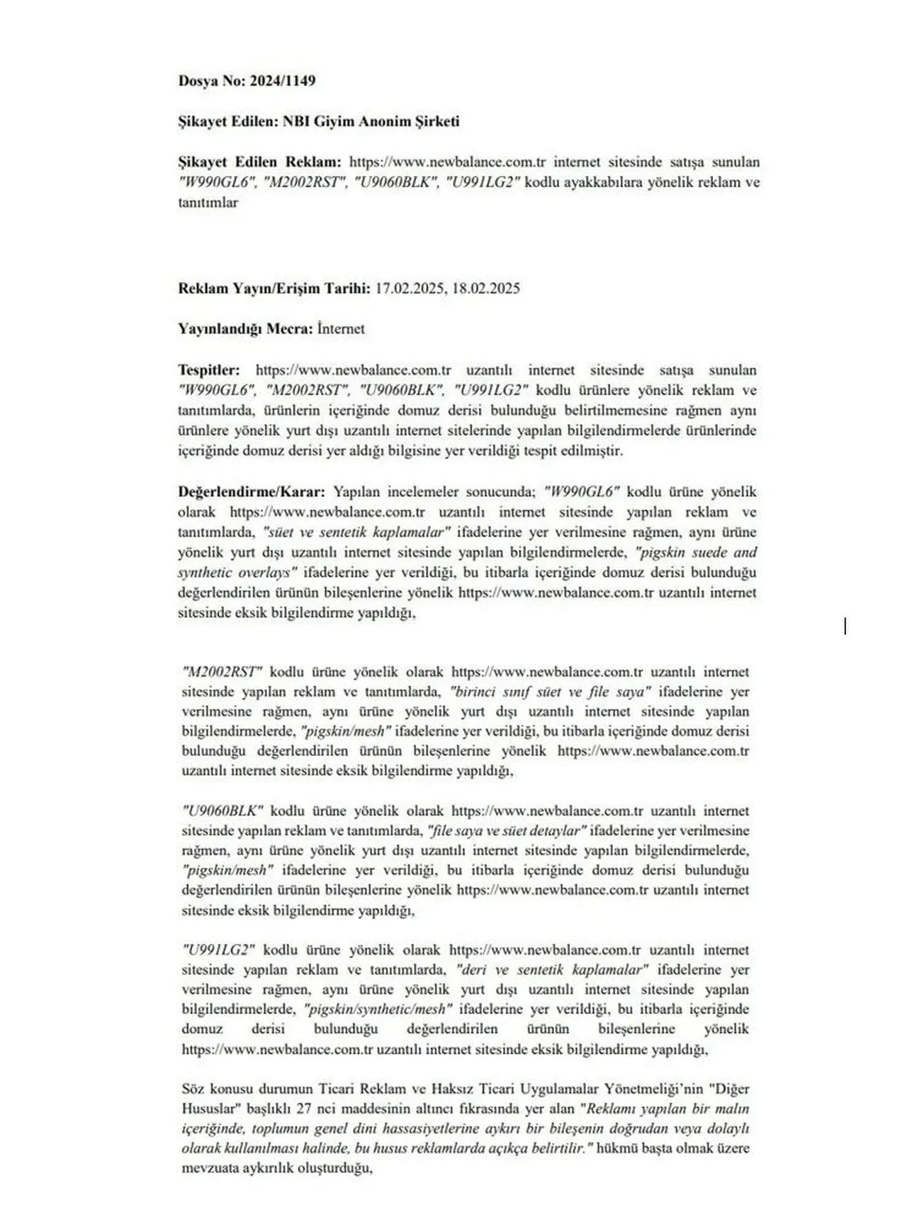 New Balance, Camper ve Vans'ta domuz derisi tespit edildi! Ticaret Bakanlığı'ndan milyonluk ceza!