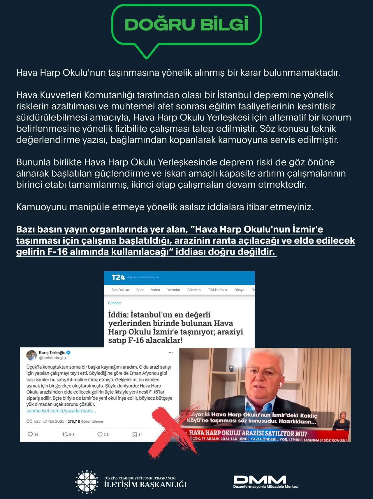 Hava Harp Okulu arazisi satılacak F16 alınacak iddiası! İletişim Başkanlığı'ndan açıklama geldi