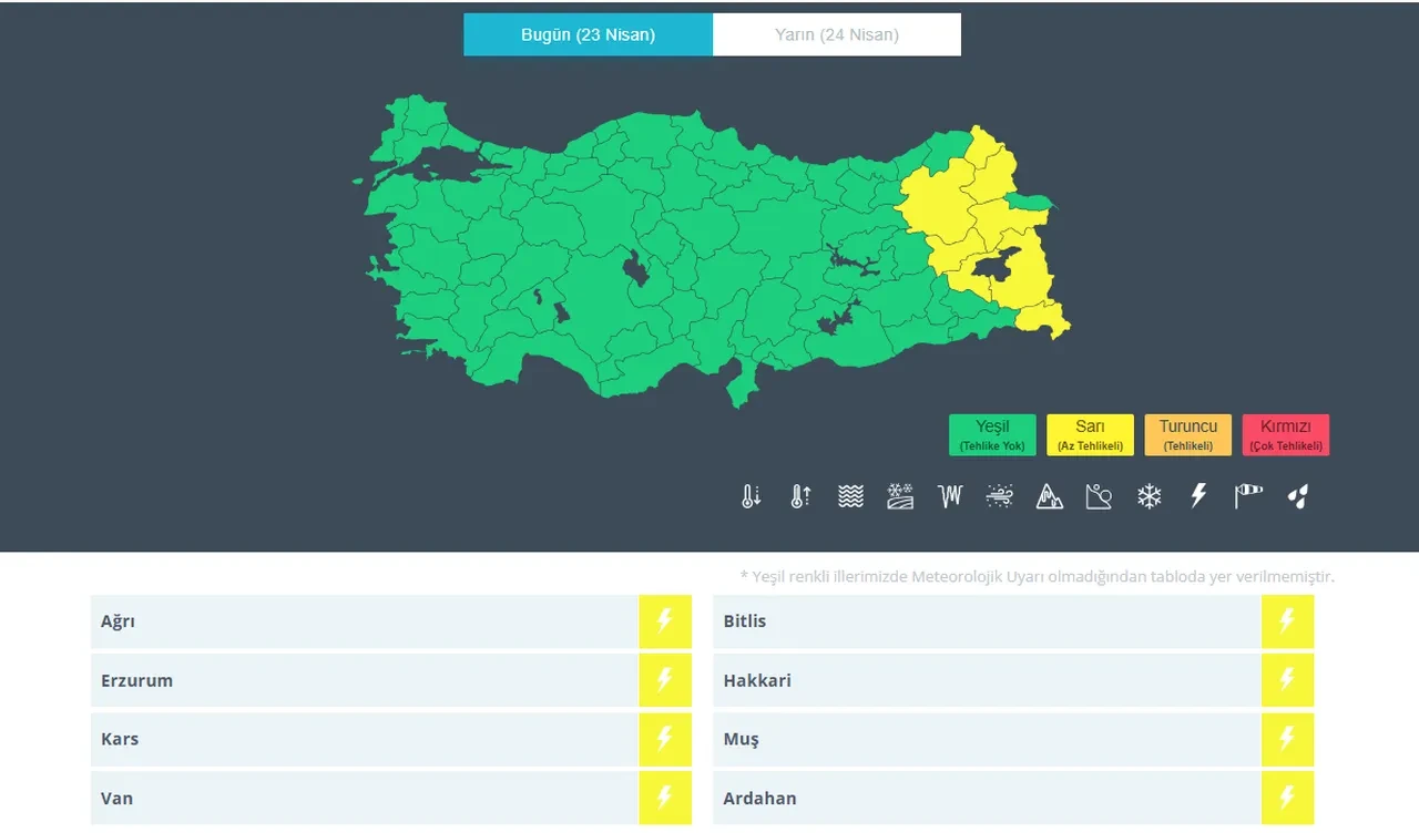 23 Nisan hava durumu | Meteoroloji 8 il için sarı kodlu uyarı verdi! Sağanak çok kuvvetli geliyor