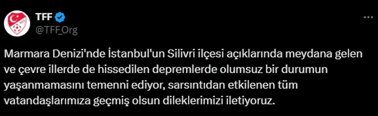 Türkiye Futbol Federasyonu deprem mesajı yayınladı 