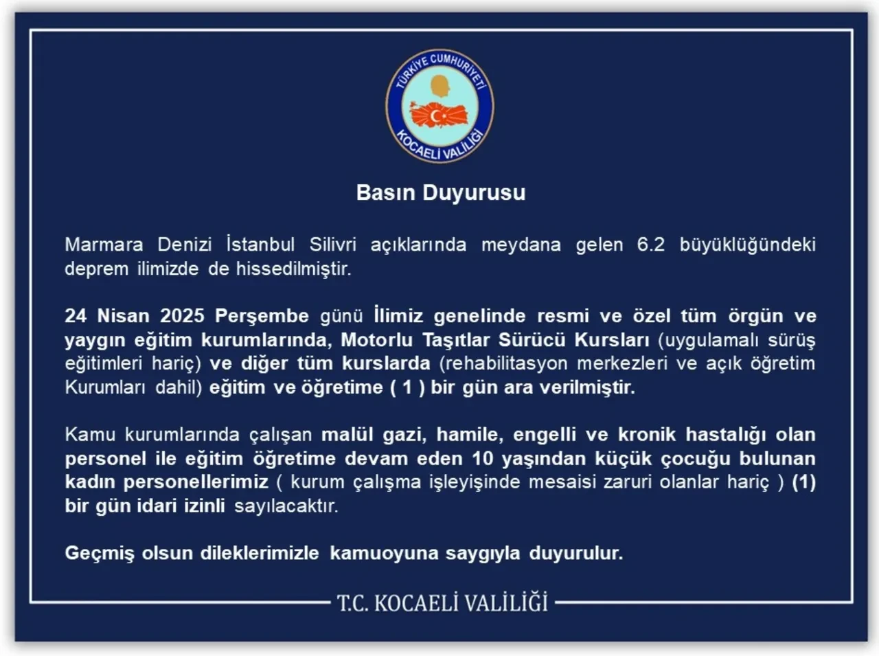 Kocaeli'de okullar tatil mi? SON DAKİKA! 25 Nisan Cuma günü için tatil kararı bekleniyordu