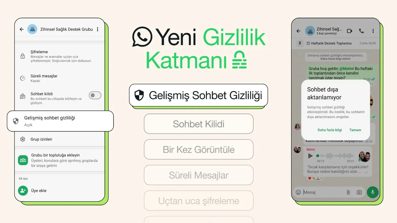 WhatsApp'tan gizlilikte yeni bir seviye: Gelişmiş sohbet gizliliği özelliği tanıtıldı