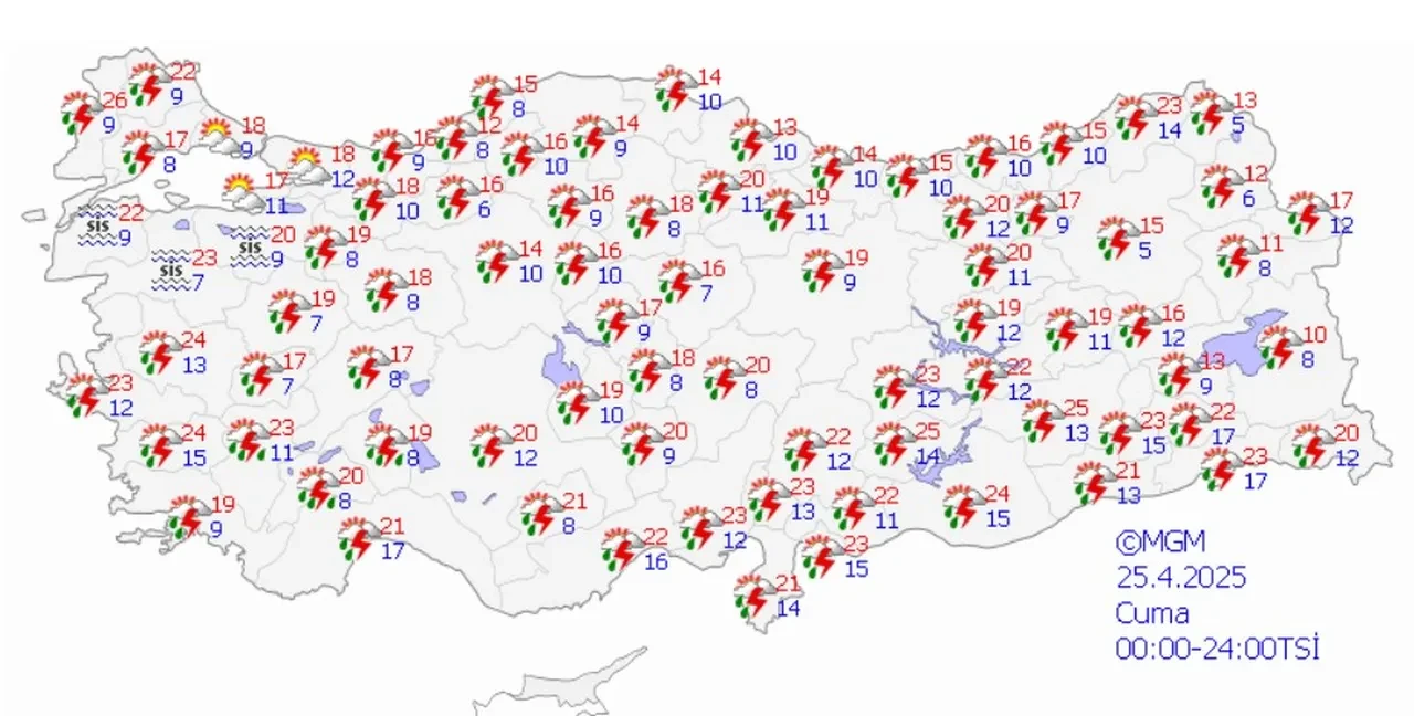 Meteoroloji'den hafta sonu için 3 uyarı! 25 Nisan hava durumu