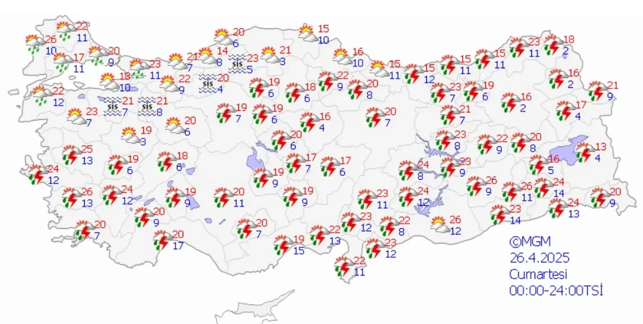 Meteoroloji'den hafta sonu için 3 uyarı! 25 Nisan hava durumu