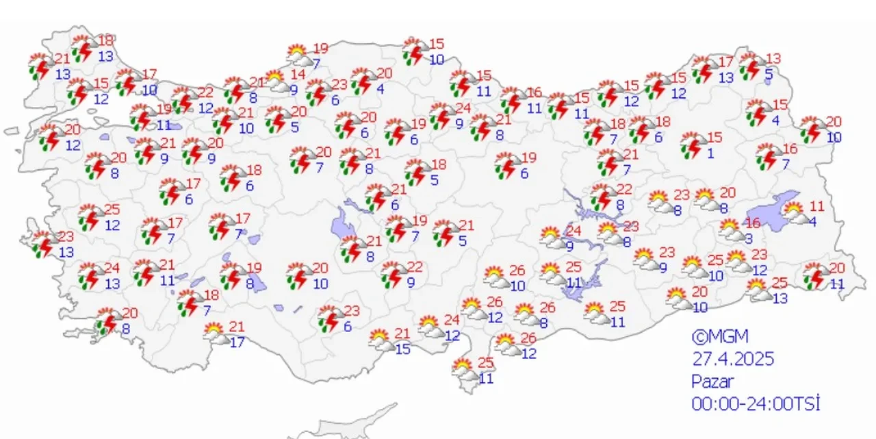 Meteoroloji'den hafta sonu için 3 uyarı! 25 Nisan hava durumu