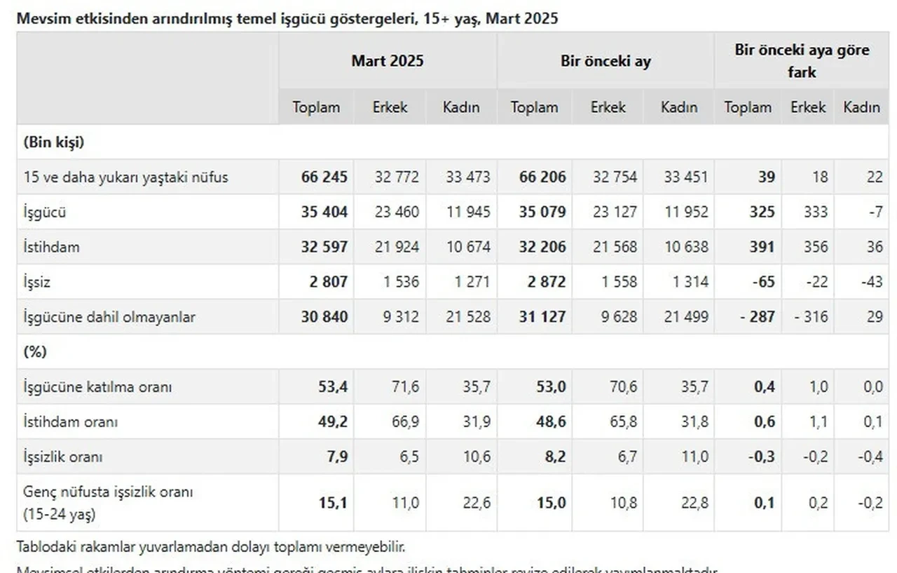 TÜİK Mart ayı işsizlik rakamlarını açıkladı