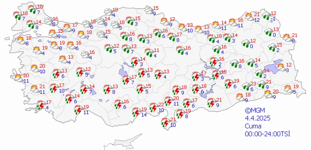 Yarın yağmur var mı? 4 Nisan için gök gürültülü sağanak uyarısı