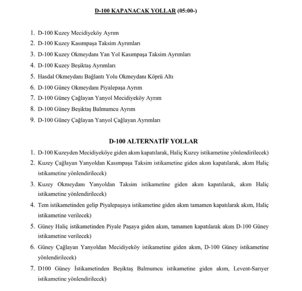 1 Mayıs’ta kapalı yollar! İstanbul Valiliği açıkladı