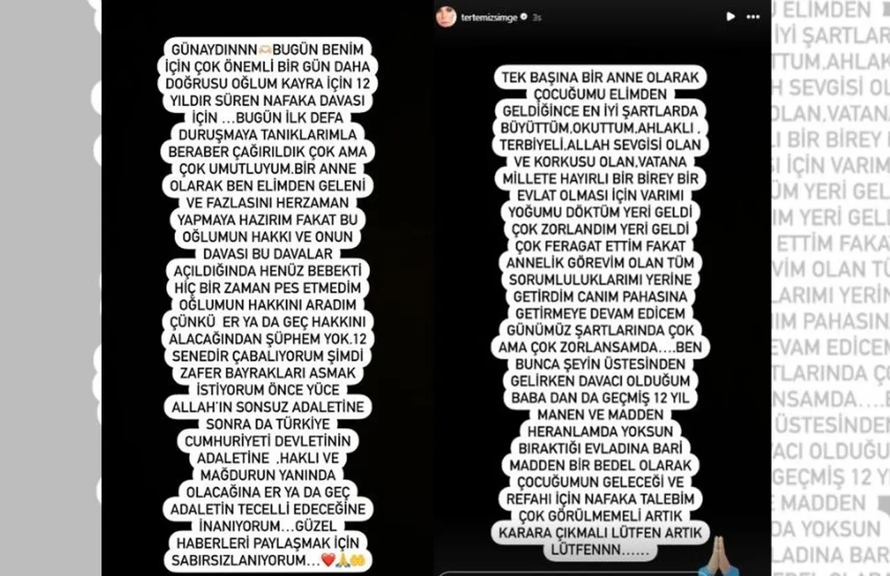 Simge Tertemiz ve Murat Kadıoğlu'nun nafaka davasında yeni kriz 