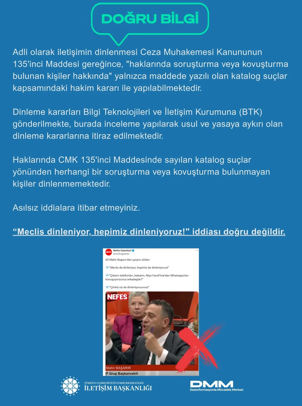 Meclis dinleniyor iddialarına İletişim Başkanlığı'ndan açıklama geldi!